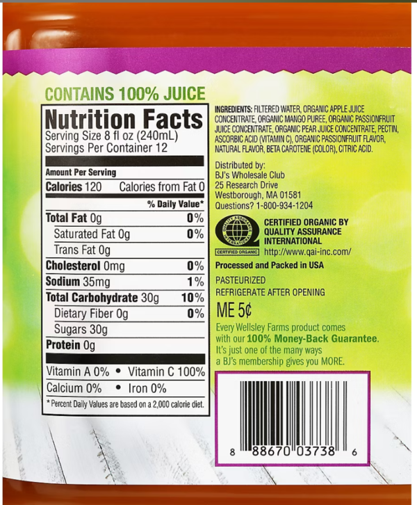 Wellsley Farms Organic Mango Passion Fruit Juice, 2 pk./96 fl. oz. - Image 2