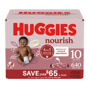 Huggies Nourish Scented Push Button Pack Baby Wipes, 10 pk.