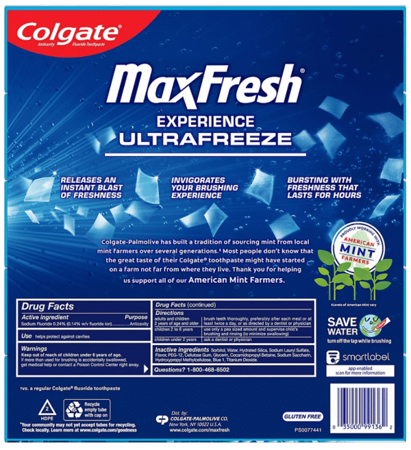 Colgate MaxFresh Cool Mint Toothpaste, 5 pk./7.3 oz. - Image 3