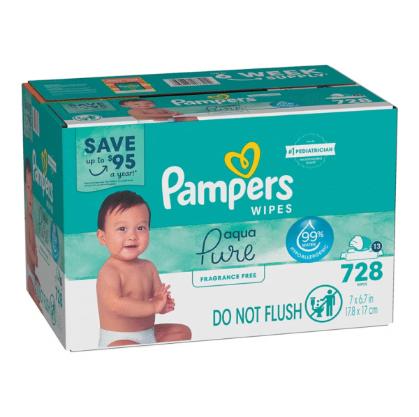 Pampers Aqua Pure Sensitive Baby Wipes with Pop-Top, 13 pk./728 ct. - Image 2