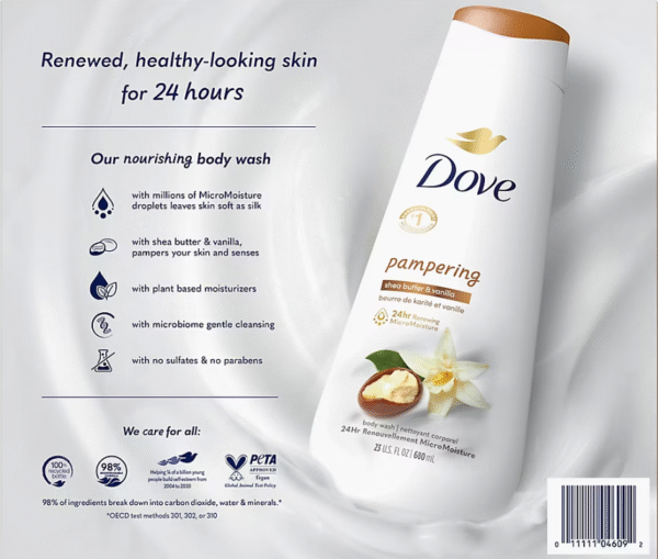 Dove Pampering Shea Butter & Vanilla Body Wash, 3 pk./23 oz. - Image 2
