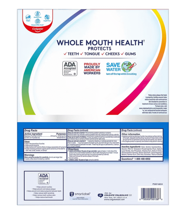 Colgate Total Active Prevention Whitening Toothpaste, Mint, 5 pk./6.0 oz. - Image 4