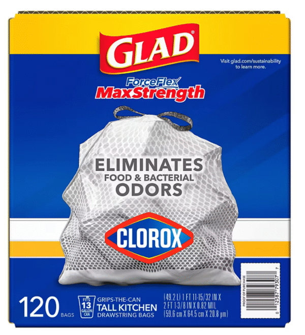 Glad ForceFlex MaxStrength with Clorox Tall Trash Bags - Lemon Fresh Bleach Scent, 120 ct./13 gal. - Image 4