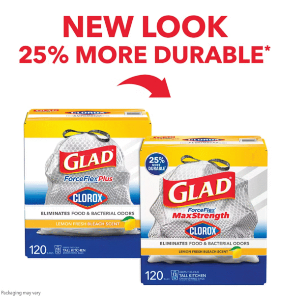 Glad ForceFlex MaxStrength with Clorox Tall Trash Bags - Lemon Fresh Bleach Scent, 120 ct./13 gal. - Image 5