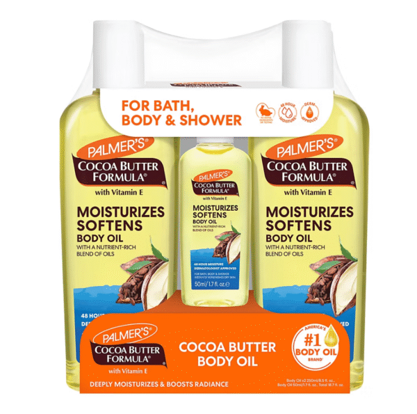 Palmer's Cocoa Butter Formula Body Oil Club Pack With Vitamin E, 2 ct./8.5 oz. Plus Travel Size Pack