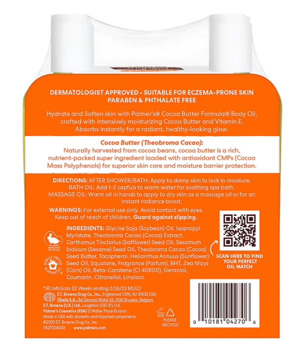 Palmer's Cocoa Butter Formula Body Oil Club Pack With Vitamin E, 2 ct./8.5 oz. Plus Travel Size Pack - Image 2