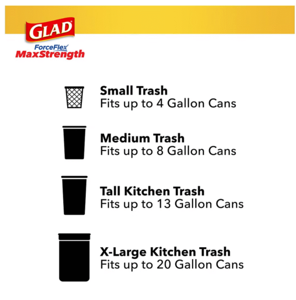 Glad ForceFlex MaxStrength with Clorox Tall Trash Bags - Lemon Fresh Bleach Scent, 120 ct./13 gal. - Image 11