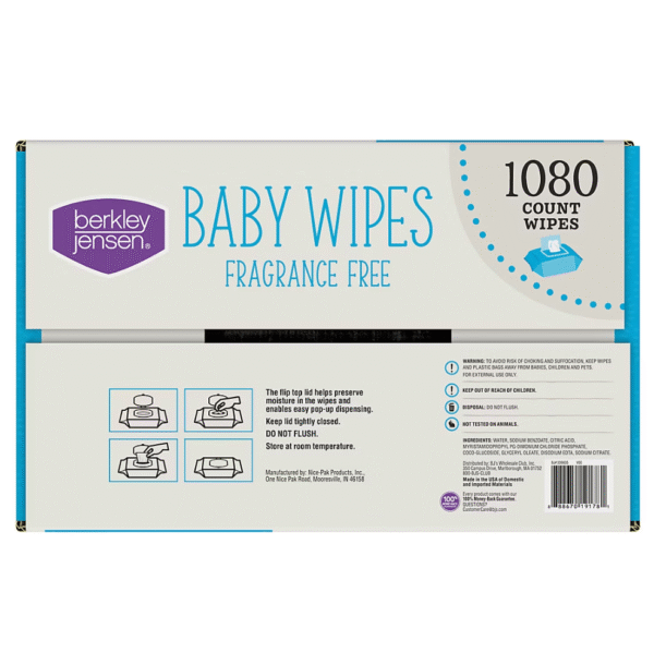 Berkley Jensen Baby Wipes - Fragrance Free, 12 pk./90 ct. each - Image 4