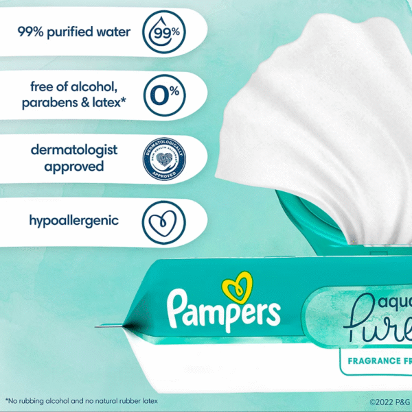 Pampers Aqua Pure Sensitive Baby Wipes with Pop-Top, 13 pk./728 ct. - Image 3