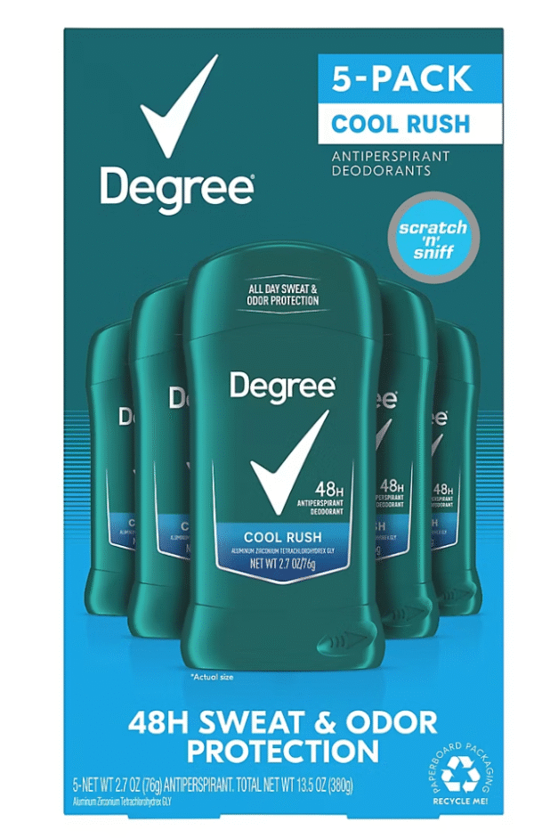 Degree Men's Cool Rush 48 Hour Deodorant, 5 pk.