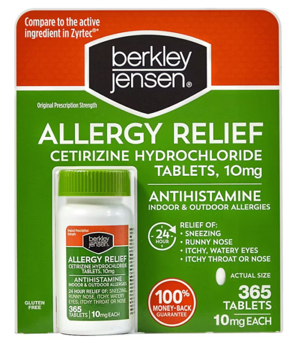Berkley Jensen Allergy Relief 10mg Cetirizine Hydrochloride Tablets, 365 ct.