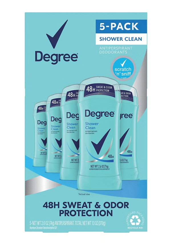 Degree Women's Shower Clean Dry Protection Deodorant, 5 pk.