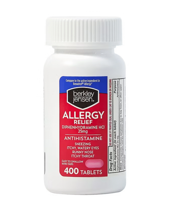 Berkley Jensen 25mg Diphenhydramine Hydrochloride Antihistamine Tablets, 400 ct.