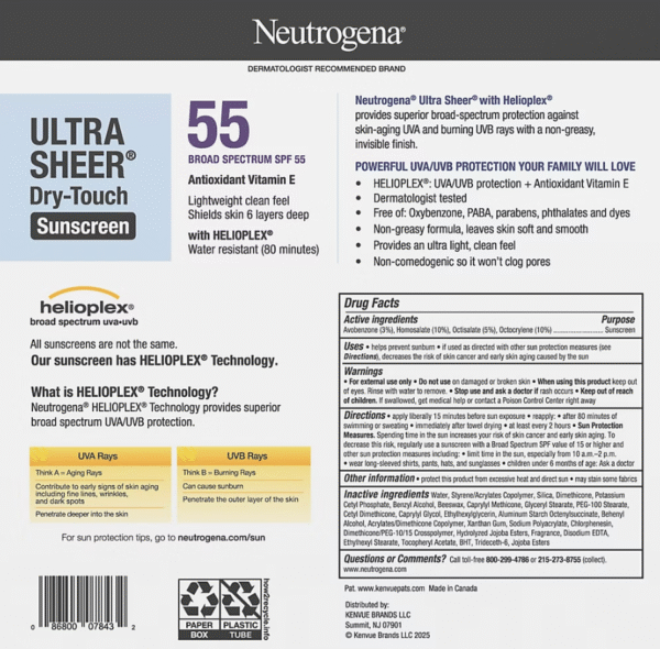 Neutrogena Ultra Sheer Dry-Touch SPF 55 Sunscreen Lotion Broad Spectrum, 3 pk./3 fl. oz - Image 2