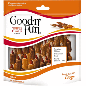Good 'n' Fun Triple Flavor Kabobs Rawhide Dog Treats, 24 oz./36 ct.