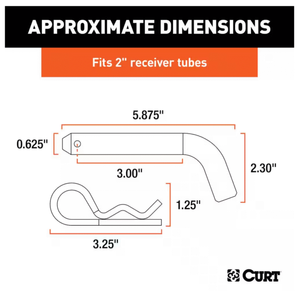 Trailer Hitch Pin & Clip, 5/8-Inch Diameter, Fits 2-Inch Receiver in Zinc 21500 - Image 4
