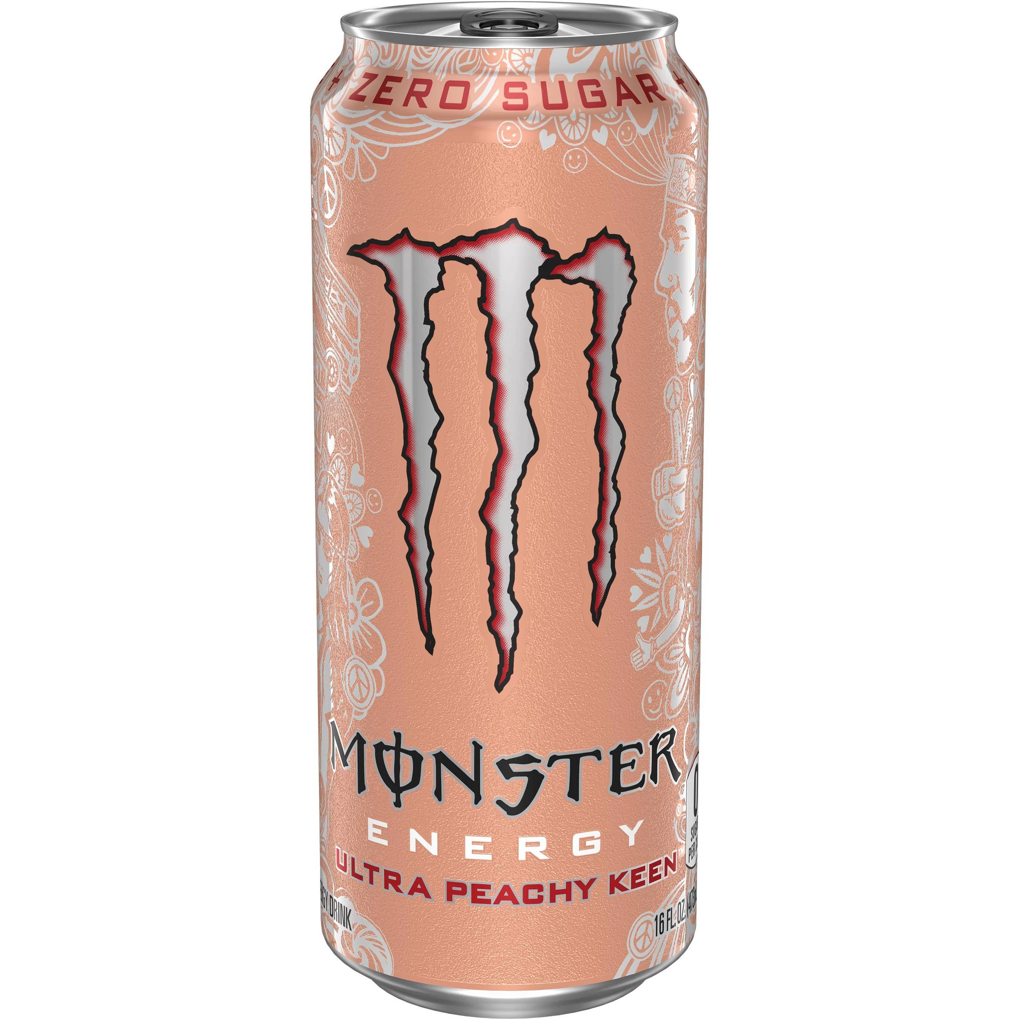 Monster Energy Ultra Peachy Keen Energy Drink - 16 fl oz: Low Sodium, No Artificial Colors, Caffeinated