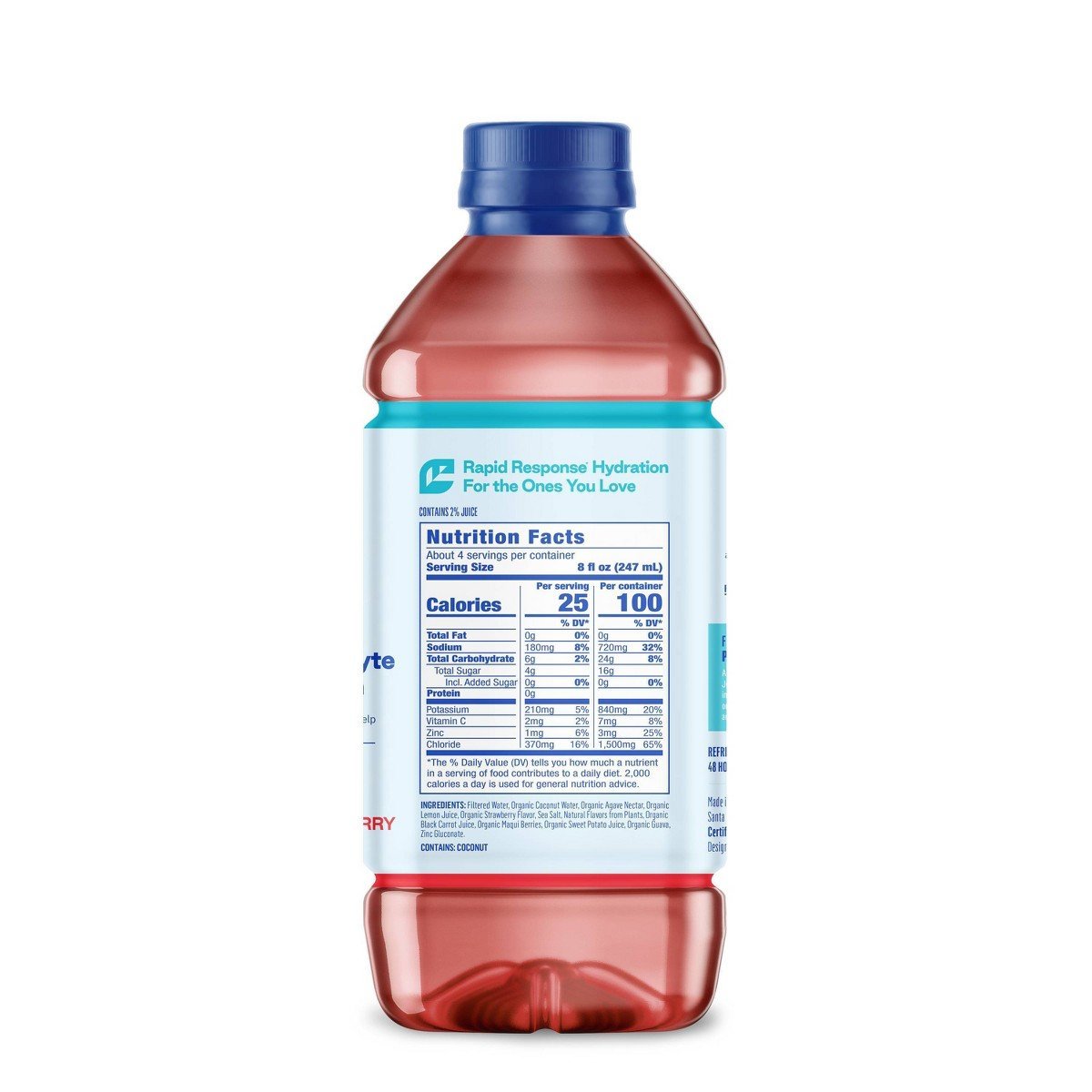 Berri Lyte Organic Plant-Based Electrolyte Drink Solution - Strawberry - 33.8 fl oz: 1-Pack, Non-Caffeinated, Gluten-Free - Image 5