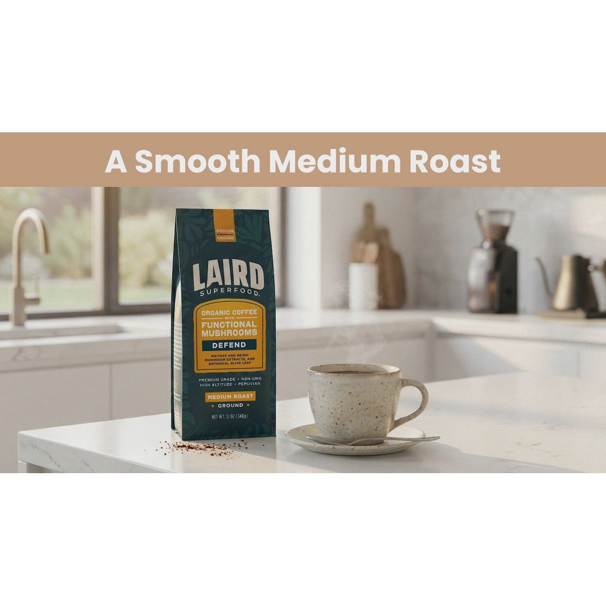 Laird Superfood Medium Roast Defend Functional Mushroom Ground Coffee - 12oz - Image 2