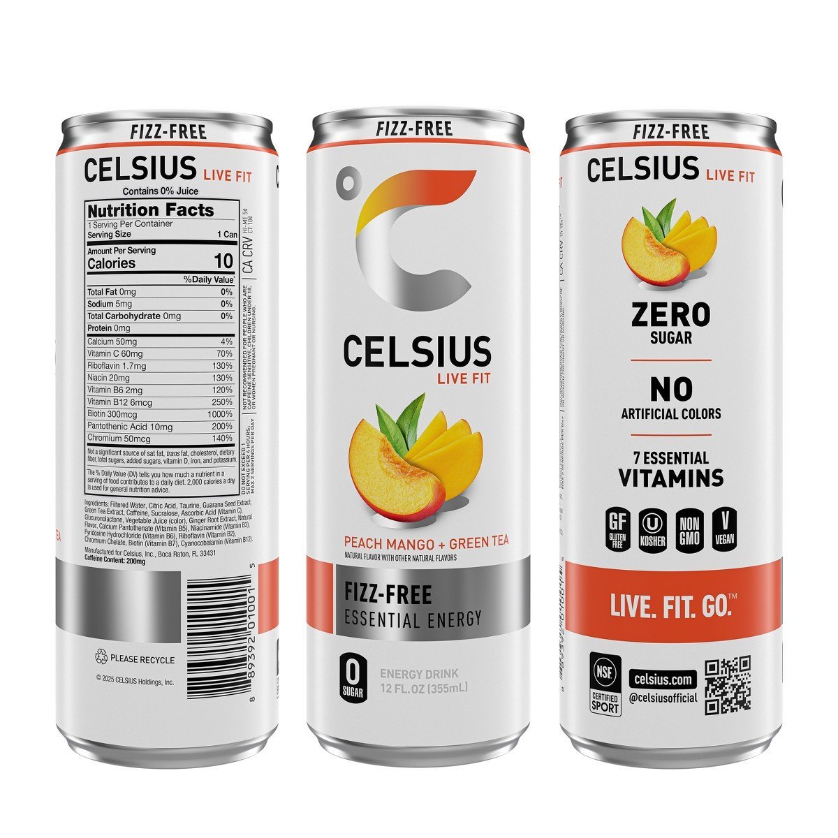 Celsius Core Vibe Variety Fizz Free- Blue Razz Lemonade, GT Peach Mango, Pink Lemonade - 12pk/12 fl oz - Image 2