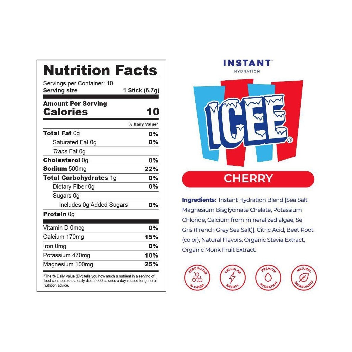 Instant Hydration Icee Cherry Electrolyte Drink Mix Sports Drink - 10ct/67gms - Image 4