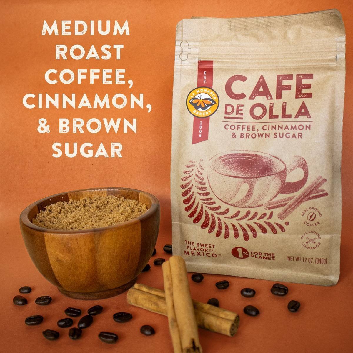 La Monarca Bakery Cafe De Olla Cinnamon and Brown Sugar Medium Roast Ground Coffee - 12oz - Image 5