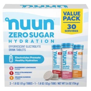 nuun Zero Sugar Variety Pack Energy and Sports Drink - Mixed Fruit - 5.4oz/30ct: Dissolving Tablets, Non-Caffeinated