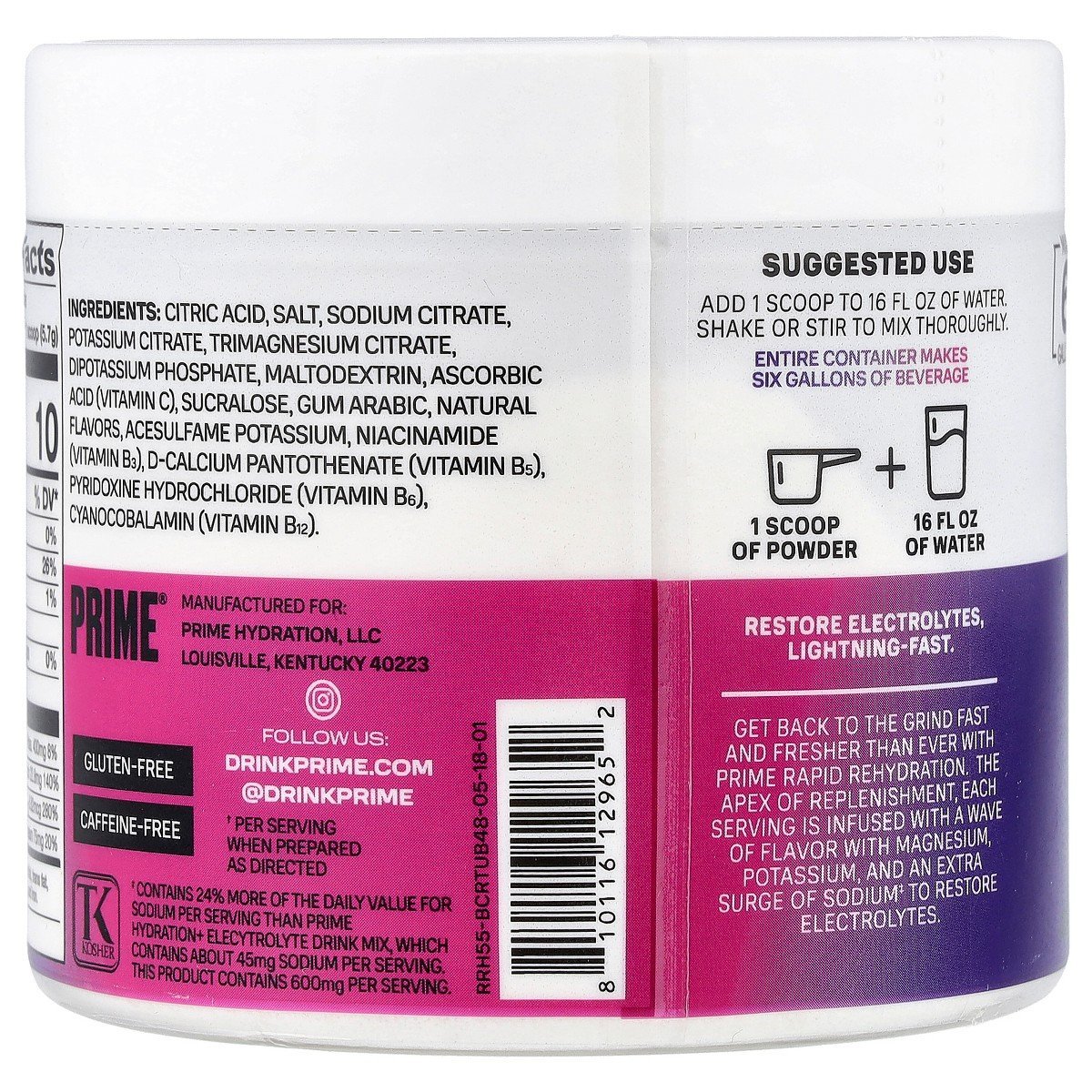 Prime Hydration Rapid Rehydration, Electrolyte Drink Mix, Berry Citrus Rush, 9.7 oz (277.4 g) - Image 3