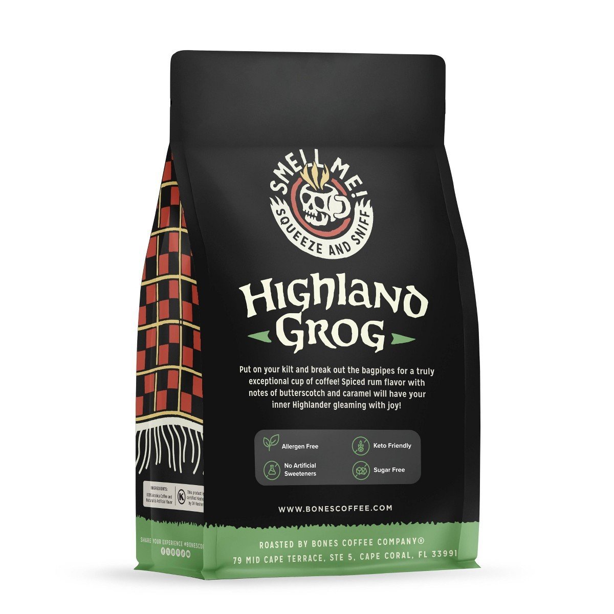 Bones Coffee Company Highland Grog Butterscotch Caramel and Rum Flavor Medium Roast Ground Coffee - 12oz - Image 3