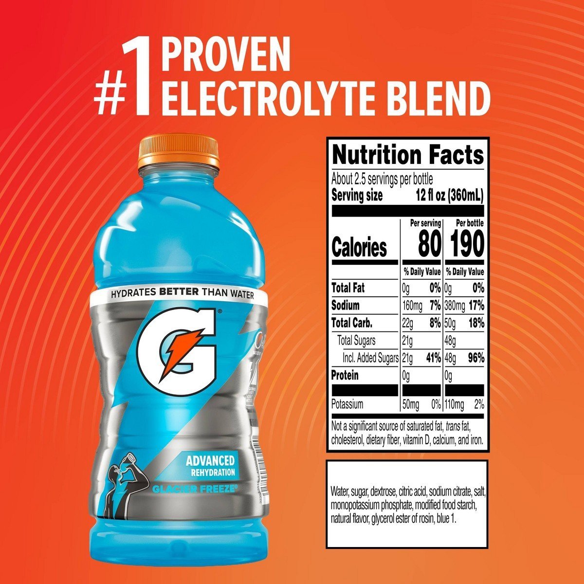 Gatorade Glacier Freeze Sports Drink - 28 fl oz Bottle: Non-Caffeinated - Image 3