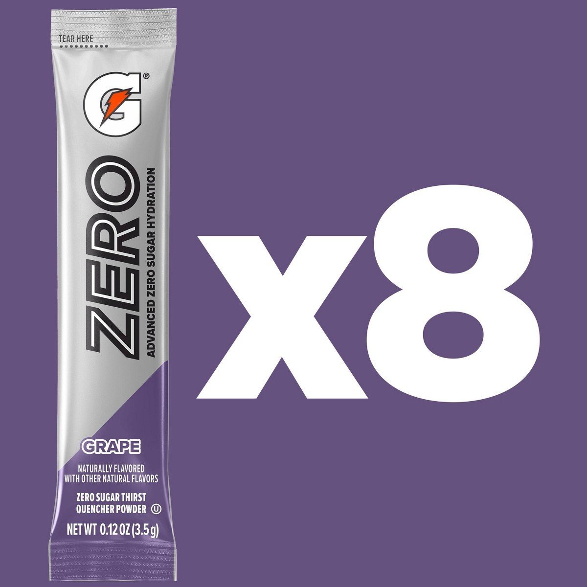 Gatorade G-Zero Powder Sticks - Grape - 8ct: Sugar-Free, No Artificial Flavor - Image 3