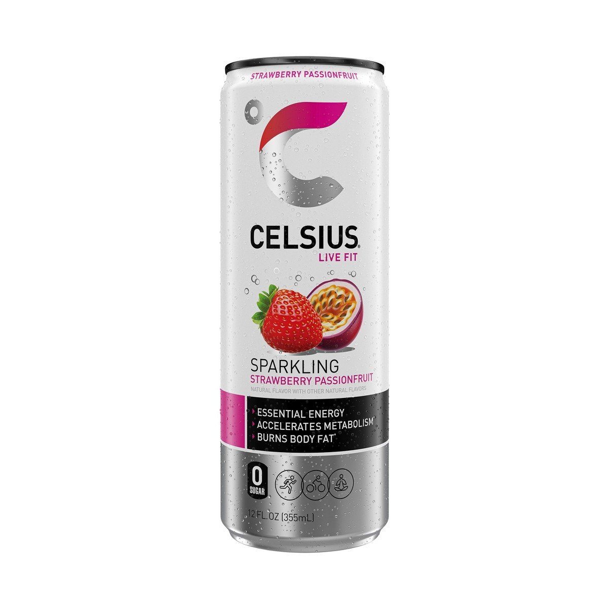 CELSIUS Sparkling Strawberry Passionfruit Functional Energy Drink - 12 fl oz: Caffeinated - Image 5