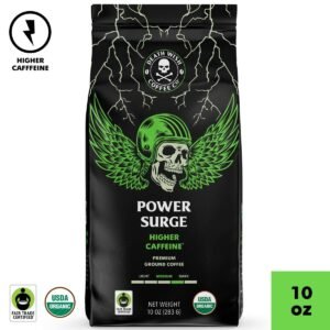 Death Wish Coffee Co Power Surge Medium Dark Roast Ground Coffee - 10oz: Berry, Malt Flavors