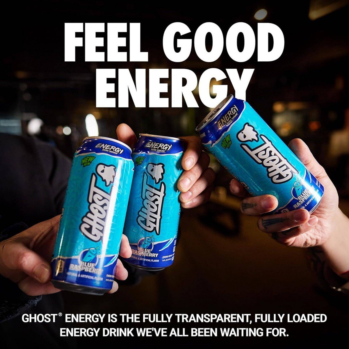 Ghost Energy Drink Blue Raspberry Single - 16 fl oz: Caffeinated - Image 2