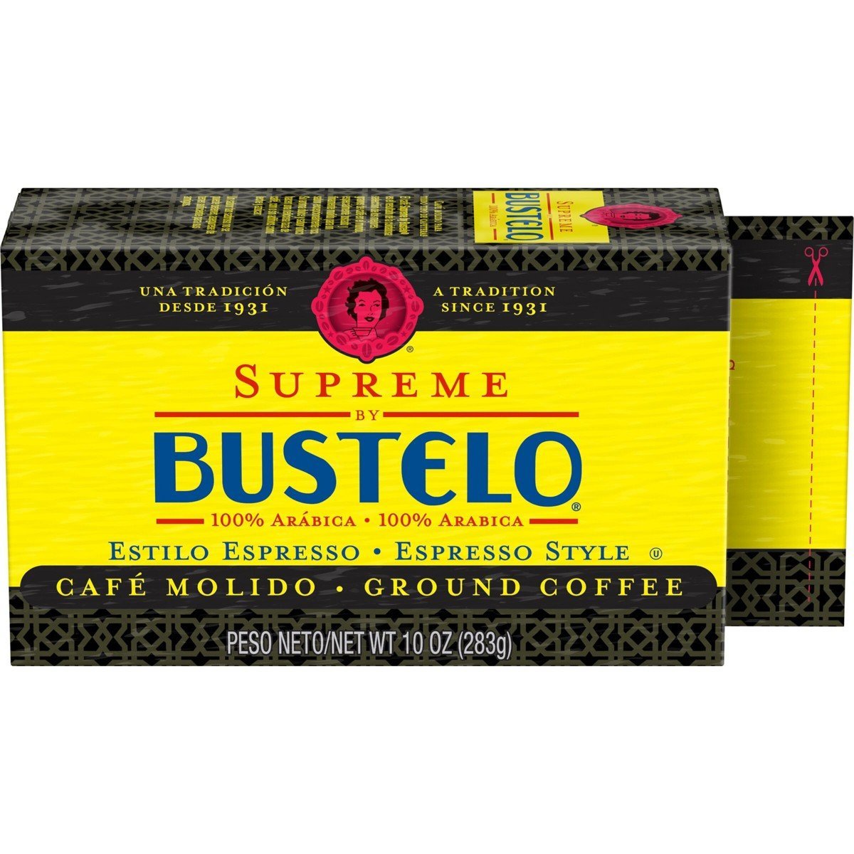 Café Bustelo Supreme Espresso-Style Medium Dark Roast Ground Coffee - 10oz: Arabica Beans