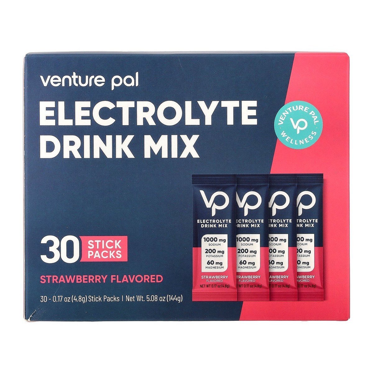 Venture Pal Electrolyte Drink Mix, Strawberry, 30 Stick Packs, 0.17 oz (4.8 g) Each - Image 5