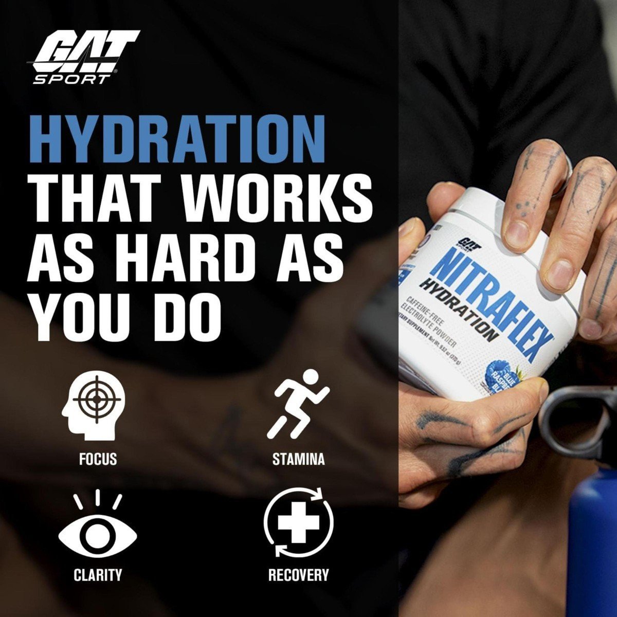 GAT SPORT Nitraflex Hydration Powder, Performance Electrolytes, 45 Servings (45 Servings, Blue Raspberry) - Image 3