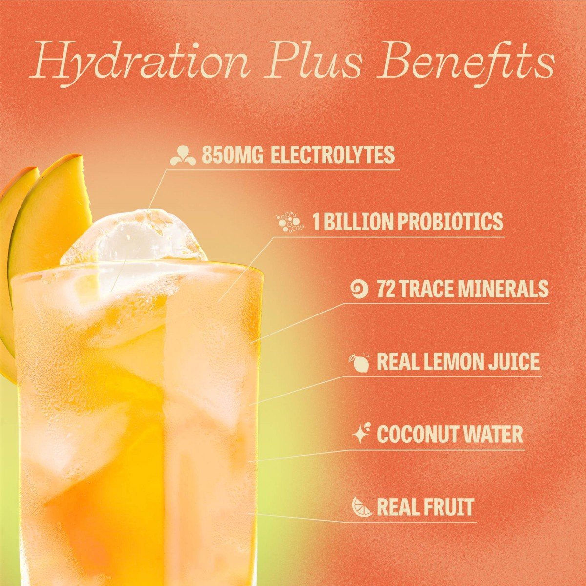 Clevr Hydration Electrolyte Mix with Gut Supporting Probiotics - Mango Green Tea, Low Caffeine - 0.24oz/6ct - Image 4