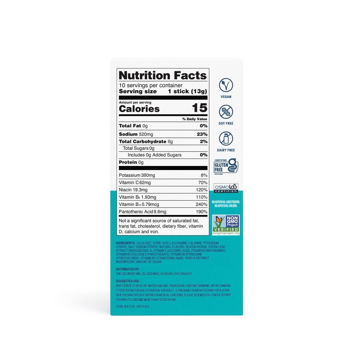 Liquid I.V. Sugar Free Hydration Powder Electrolyte Supplements: Non-Caffeinated Raspberry Lemonade Drink Mix, 10 Pack - Image 3