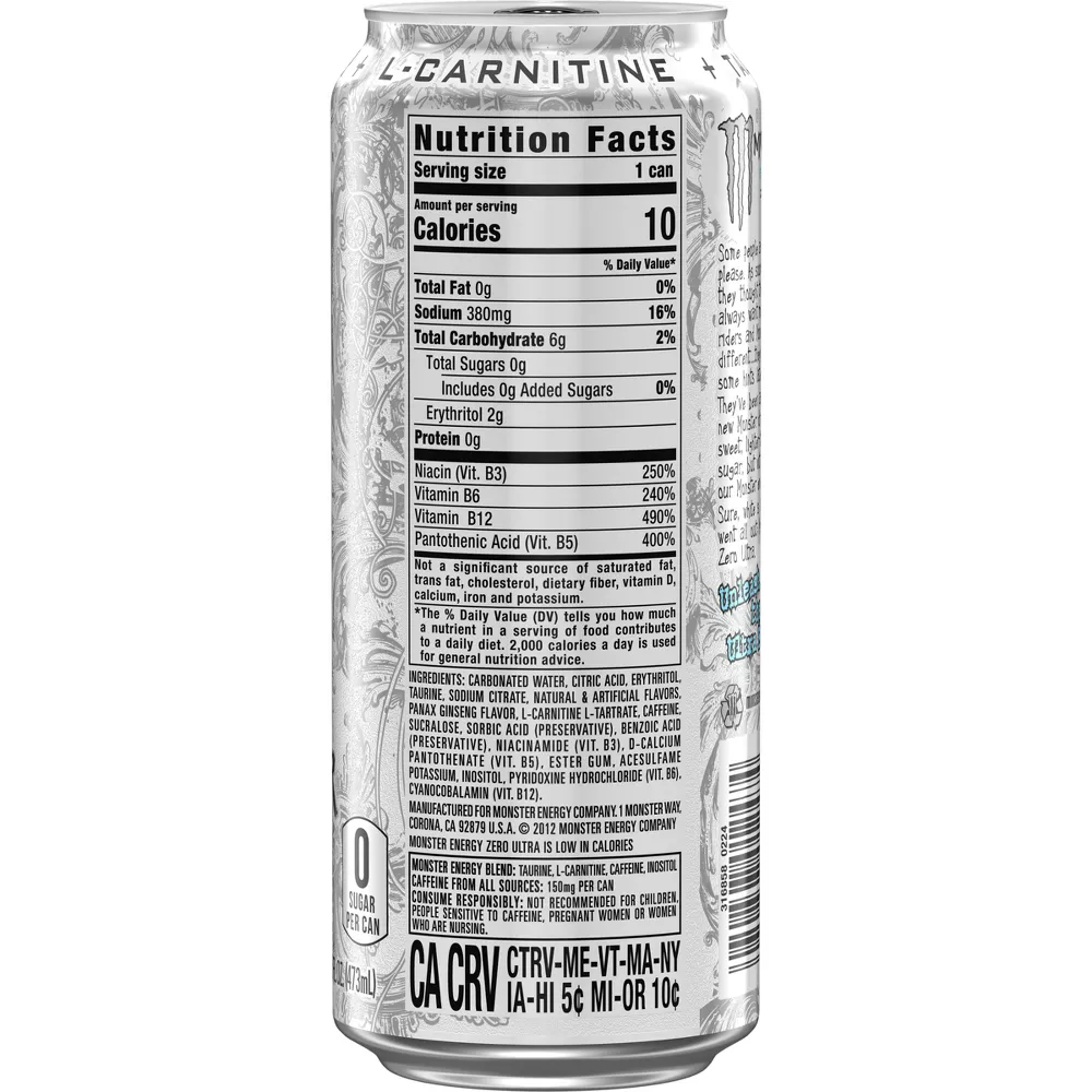 Monster Energy Zero Ultra - 12pk/16 fl oz Cans: Caffeinated - Image 5