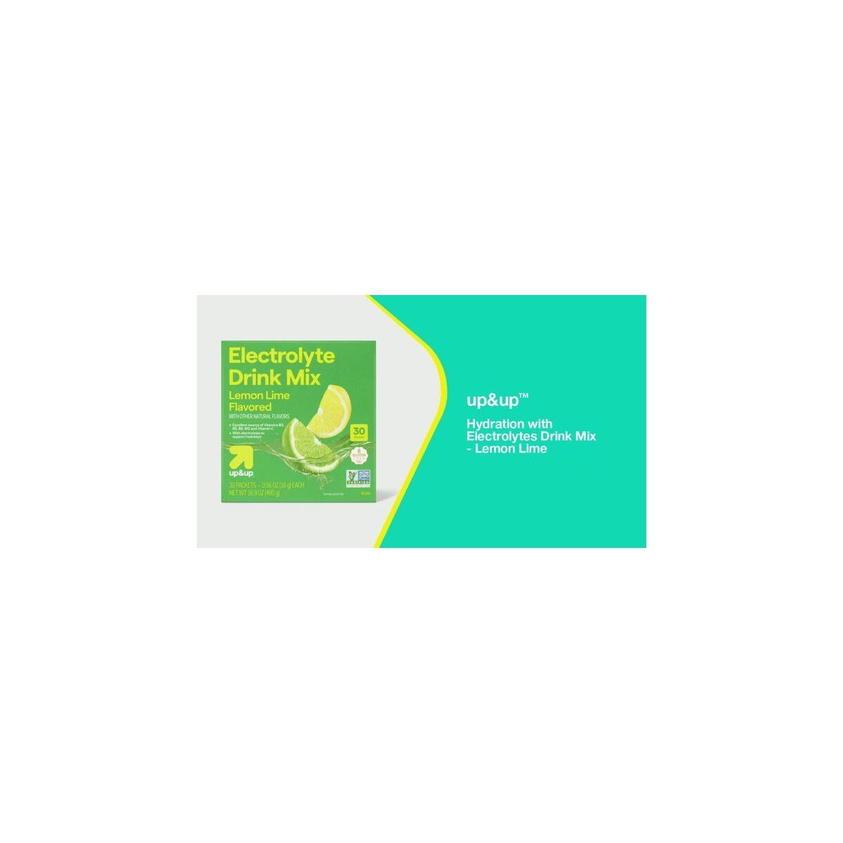 Hydration with Electrolytes Vegan Drink Mix - Lemon Lime - 11.3oz/20ct - up&up™: Powdered, Electrolyte Drink Mixes - Image 2