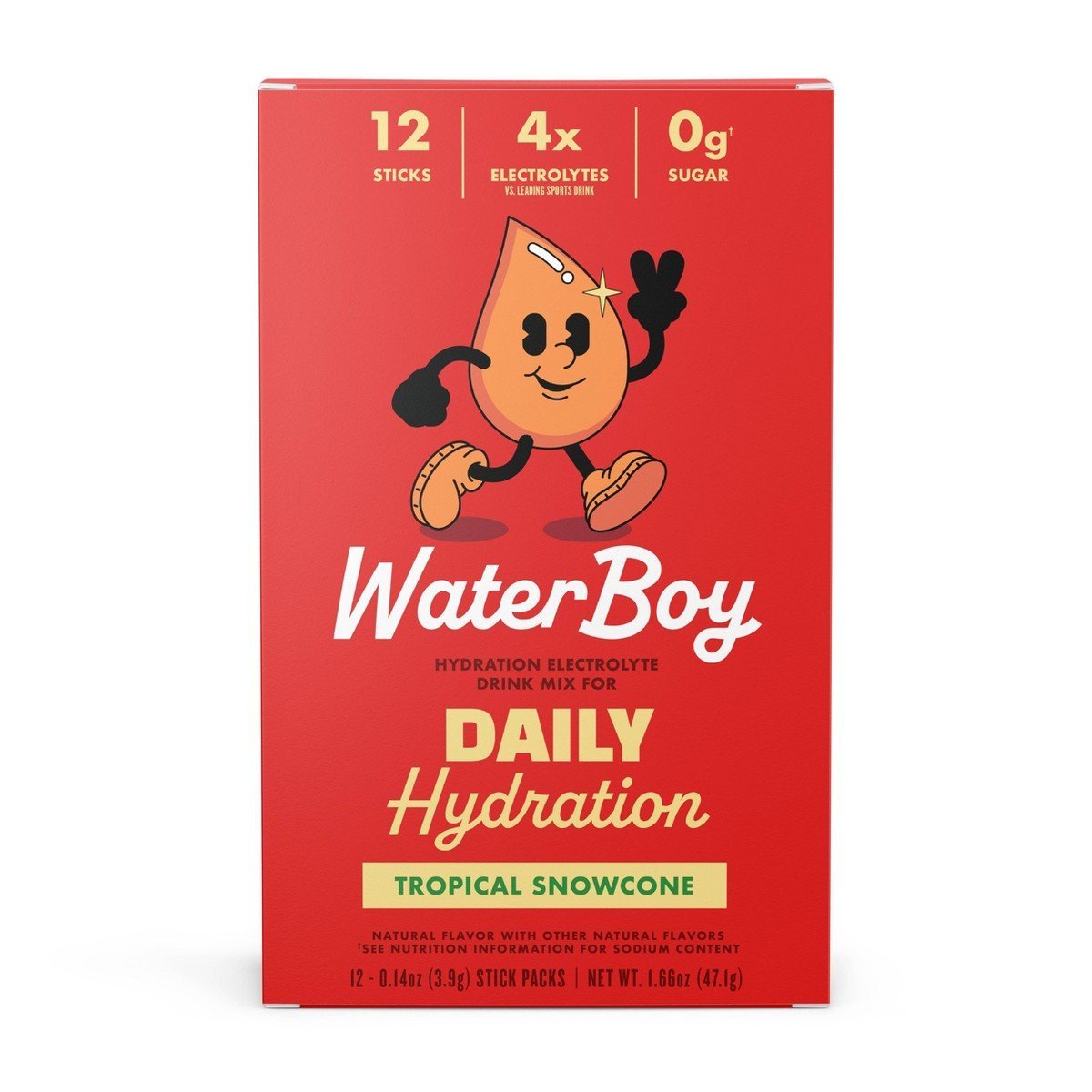 Waterboy Daily Hydration Dietary Supplement Powder - Tropical Snowcone - 12pk - Image 3