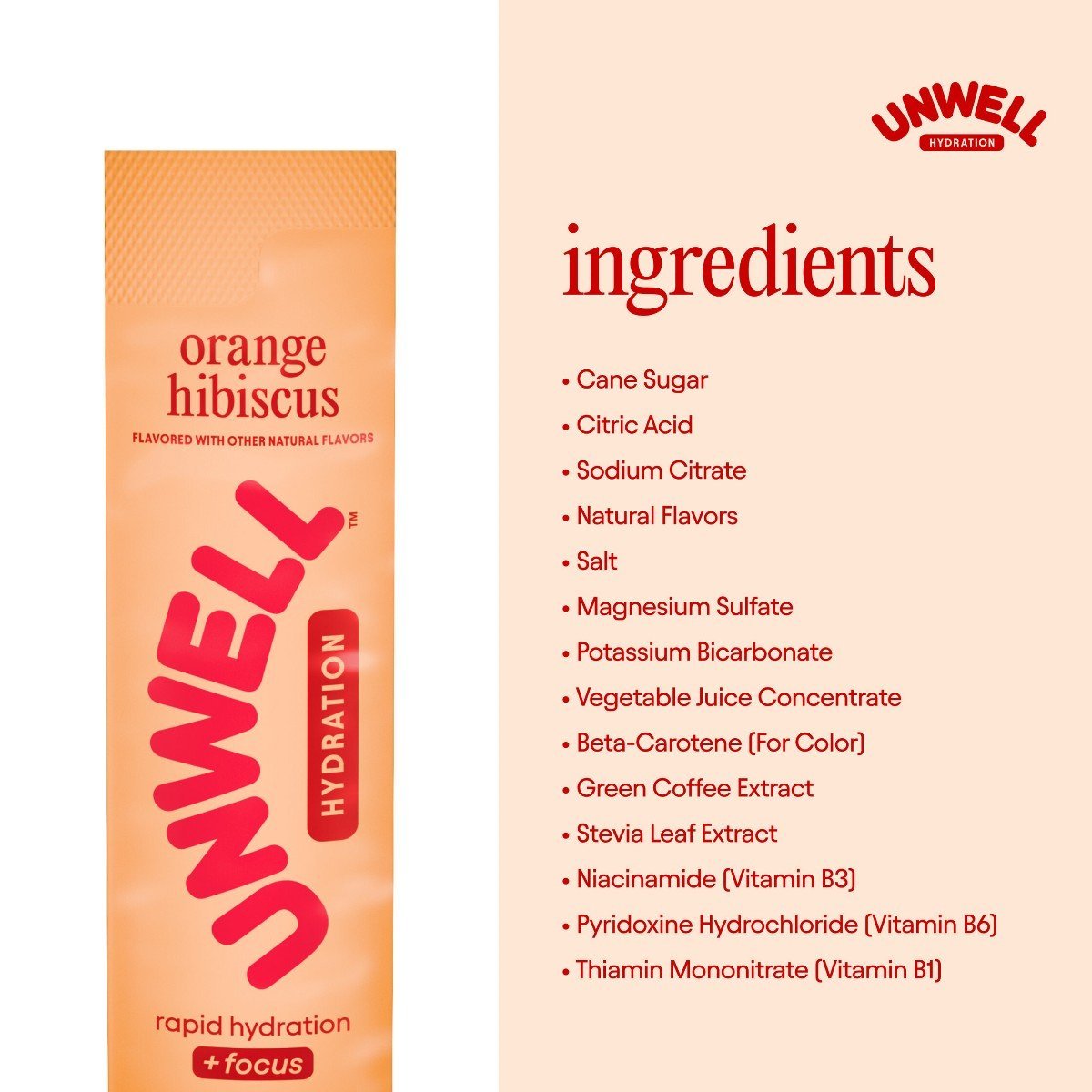 Unwell Hydration Electrolyte Stick Pack for Rapid Hydration - Orange Hibiscus - 8pk - Image 4