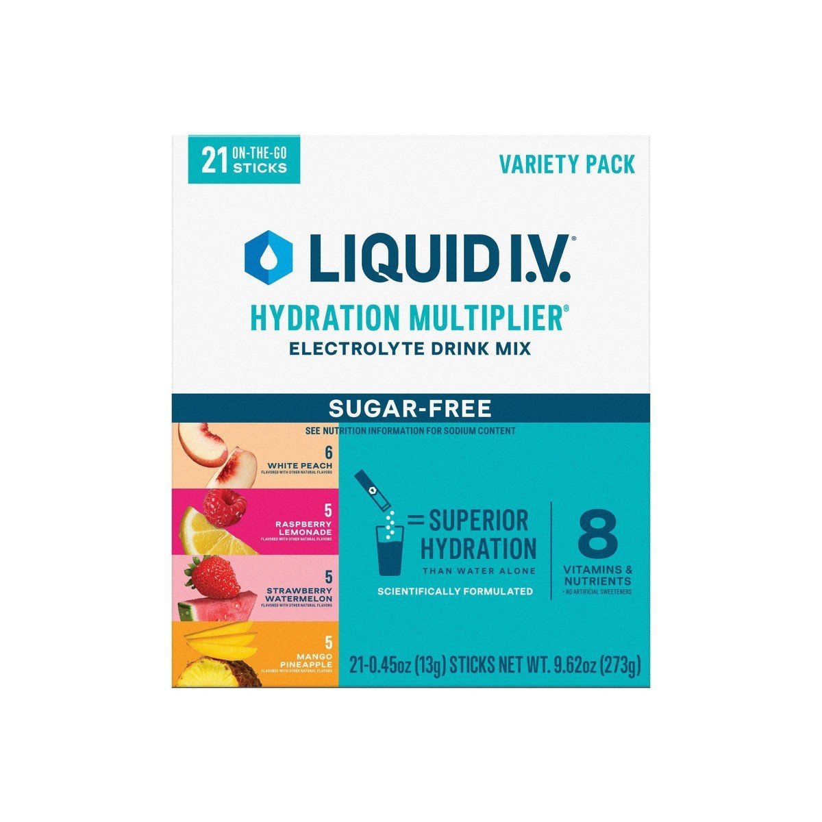 Liquid I.V. Variety Pack Sugar Free Hydration Multiplier Sports Drink - 21ct: Powdered, Non-Caffeinated, Flavored - Image 3