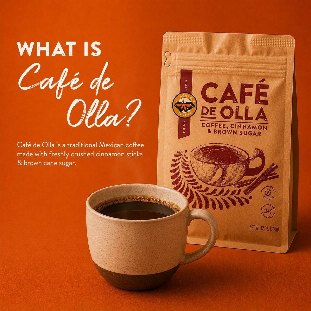 La Monarca Bakery Cafe De Olla Cinnamon and Brown Sugar Medium Roast Ground Coffee - 12oz - Image 6