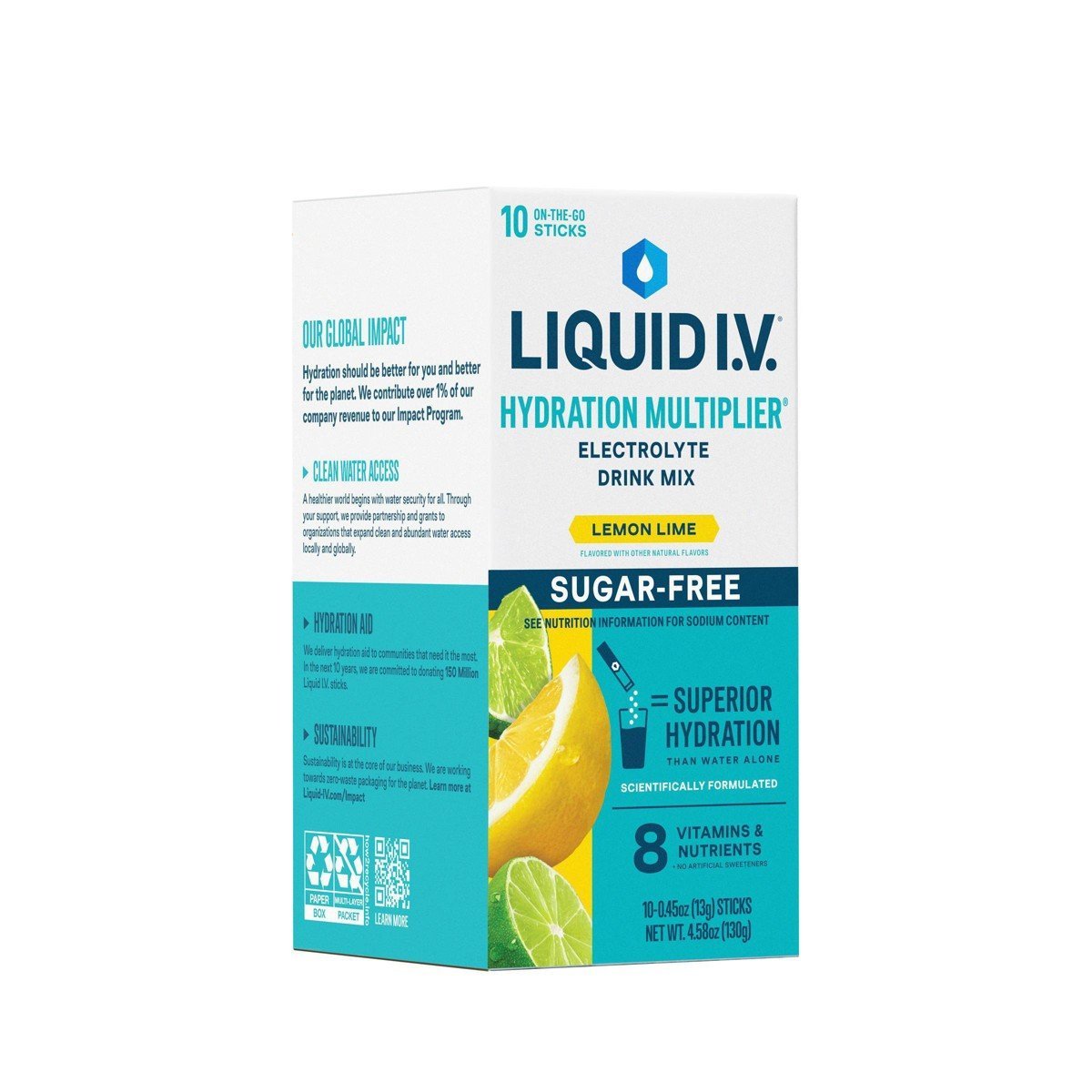 Liquid I.V. Sugar Free Hydration Multiplier Vegan Powder Electrolyte Supplements - Lemon Lime - 0.45oz/10ct - Image 4