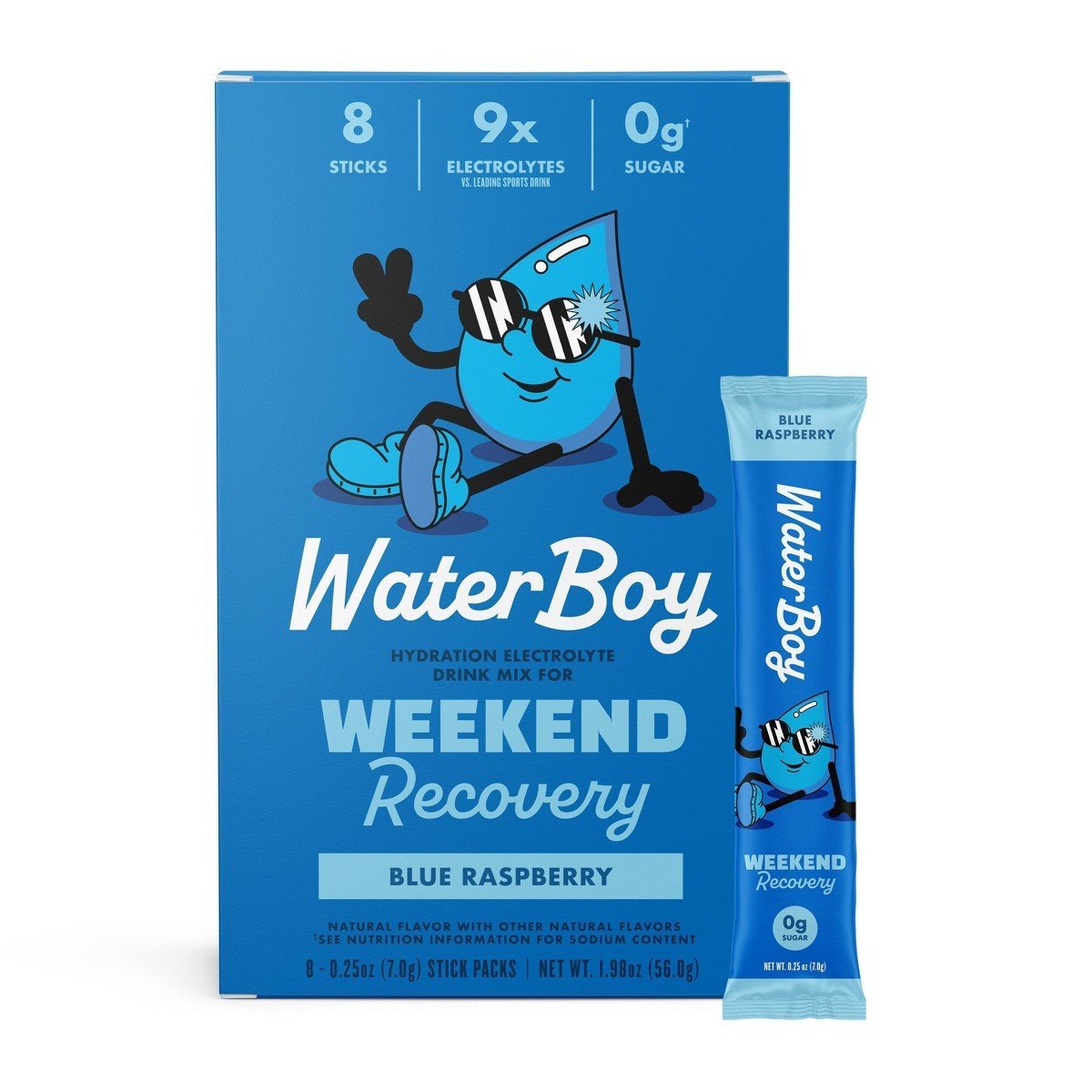 Waterboy Weekend Recovery Dietary Supplement Powder - Blue Raspberry - 8pk