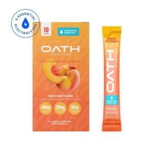 Oath Nutrition Hydration Electrolyte Packets Powdered Electrolyte Drink Mix - Peach Nectarine - 10pk