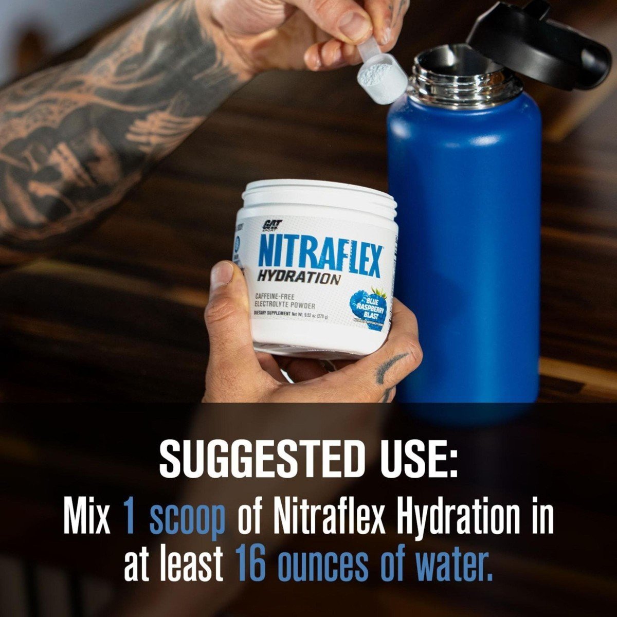 GAT SPORT Nitraflex Hydration Powder, Performance Electrolytes, 45 Servings (45 Servings, Blue Raspberry) - Image 5