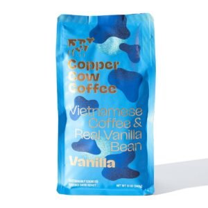 COPPER COW COFFEE Real Vanilla Bean Vietnamese Ground Coffee - 12oz: Dark Roast